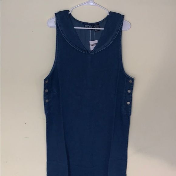 Denim Maxi Dress with Sailors Collar - Picture 1 of 5